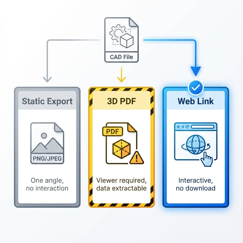 Comparison of file sharing methods: Static vs PDF vs Web Link